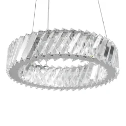 LED-hængelampe Glacis, krystal, Ø 40 cm, krom^Lucande Outlet