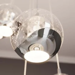 LED-hængelampe Hayley, Ø 40 cm, 9 lyskilder, krom, glas^Lucande Outlet