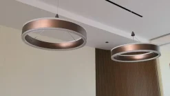 Lucande LED-hængelampe Kolo, 86 cm, 2 lyskilder, brun, dæmpbar