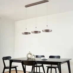 LED-hængelampe Kolo, 114 cm, 3 lyskilder, brun, dæmpbar^Lucande