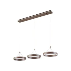 LED-hængelampe Kolo, 114 cm, 3 lyskilder, brun, dæmpbar^Lucande