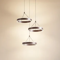 LED-hængelampe Kolo, brun, 3 lyskilder, dæmpbar^Lucande Sale