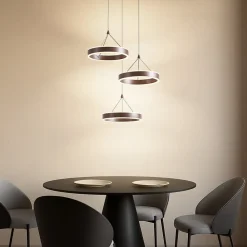 LED-hængelampe Kolo, brun, 3 lyskilder, dæmpbar^Lucande Sale