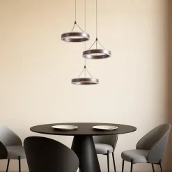 LED-hængelampe Kolo, brun, 3 lyskilder, dæmpbar^Lucande Sale