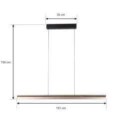LED-hængelampe Lutana, rosaguld/træfarvet, 101 cm^Lucande Best