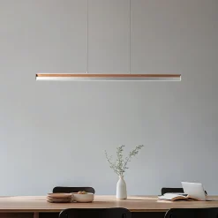 LED-hængelampe Lutana, rosaguld/træfarvet, 101 cm^Lucande Best