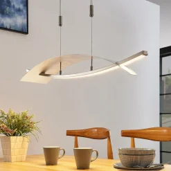 Lucande LED-hængelampe Marija, 91 cm, sølv, dæmpbar