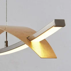 Lucande LED-hængelampe Marija, 91 cm, guldfarvet, dæmpbar