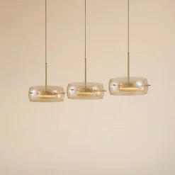 Lucande LED-hængelampe Martis, ravfarvet, 3 lyskilder, dæmpbar