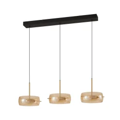 Lucande LED-hængelampe Martis, ravfarvet, 3 lyskilder, dæmpbar