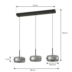 LED-hængelampe Martis, sort, 3 lyskilder, step-dæmpbar^Lucande Sale