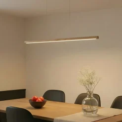 LED-hængelampe Maruta, træ, bjælke, 120 cm, 3000K^Lucande Hot