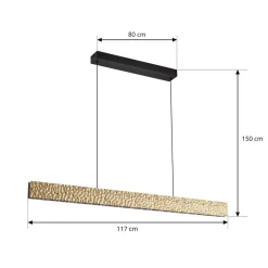 LED-hængelampe Nivara, 117 cm, guld, metal^Lucande Sale