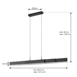 LED-hængelampe Torven, sort, CCT, udtrækkelig^Lucande New