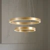 Lucande LED-hængelampe Yonam, Ø 60 cm, 2 lyskilder, guld, CCT