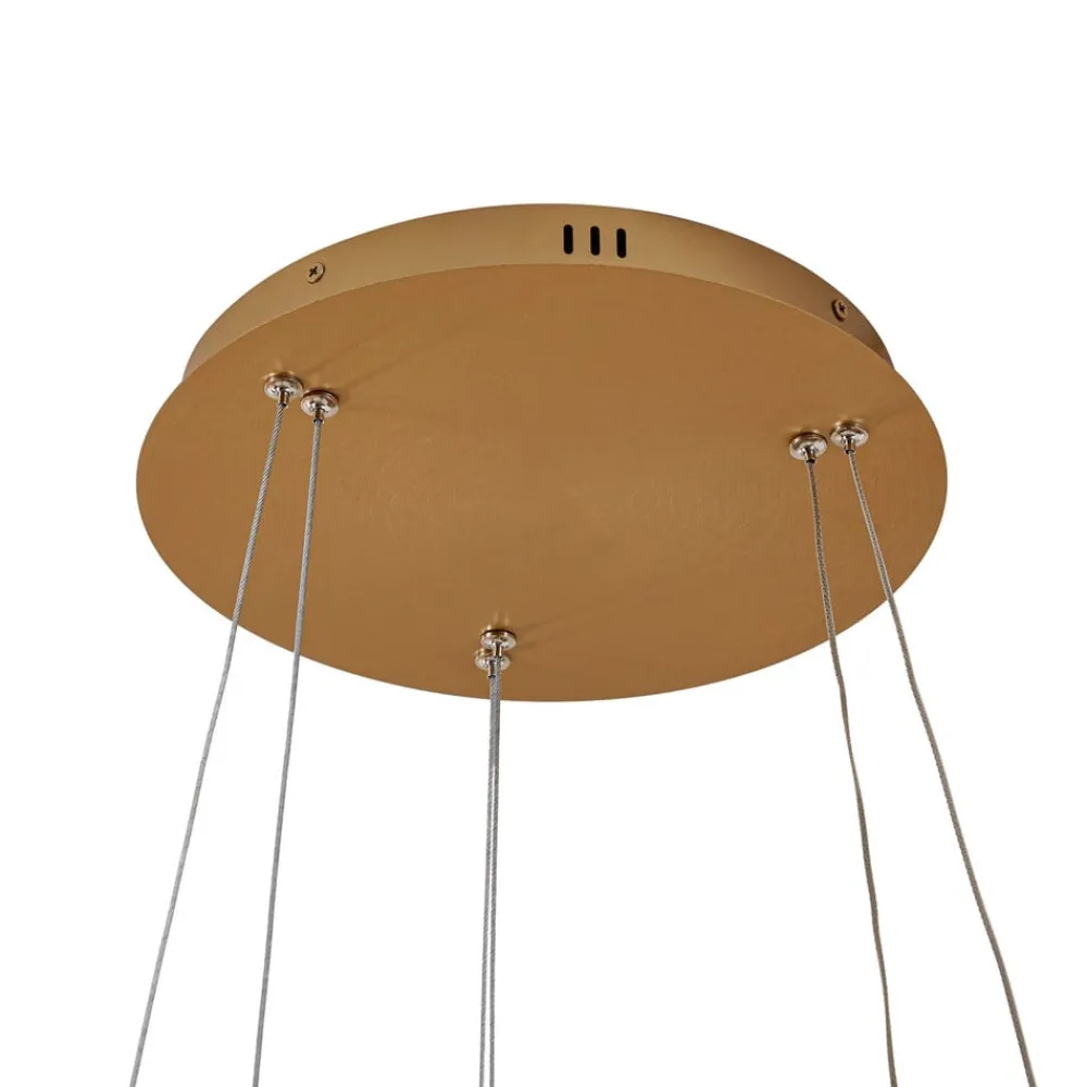 Lucande LED-hængelampe Yonam, Ø 60 cm, 2 lyskilder, guld, CCT