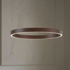 LED-hængelampe Yonam, Ø 60 cm, 1 lyskilde, brun, CCT^Lucande Online