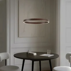 LED-hængelampe Yonam, Ø 60 cm, 1 lyskilde, brun, CCT^Lucande Online