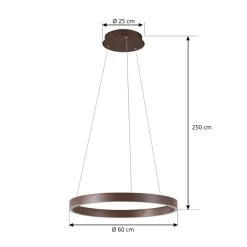 LED-hængelampe Yonam, Ø 60 cm, 1 lyskilde, brun, CCT^Lucande Online