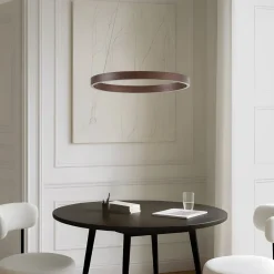 LED-hængelampe Yonam, Ø 60 cm, 1 lyskilde, brun, CCT^Lucande Online