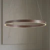 Lucande LED-hængelampe Yonam, Ø 80 cm, 1 lyskilde, brun, CCT
