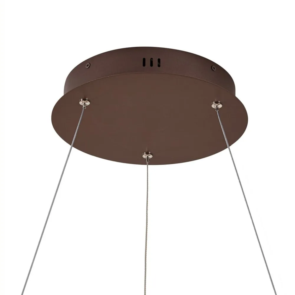 Lucande LED-hængelampe Yonam, Ø 80 cm, 1 lyskilde, brun, CCT