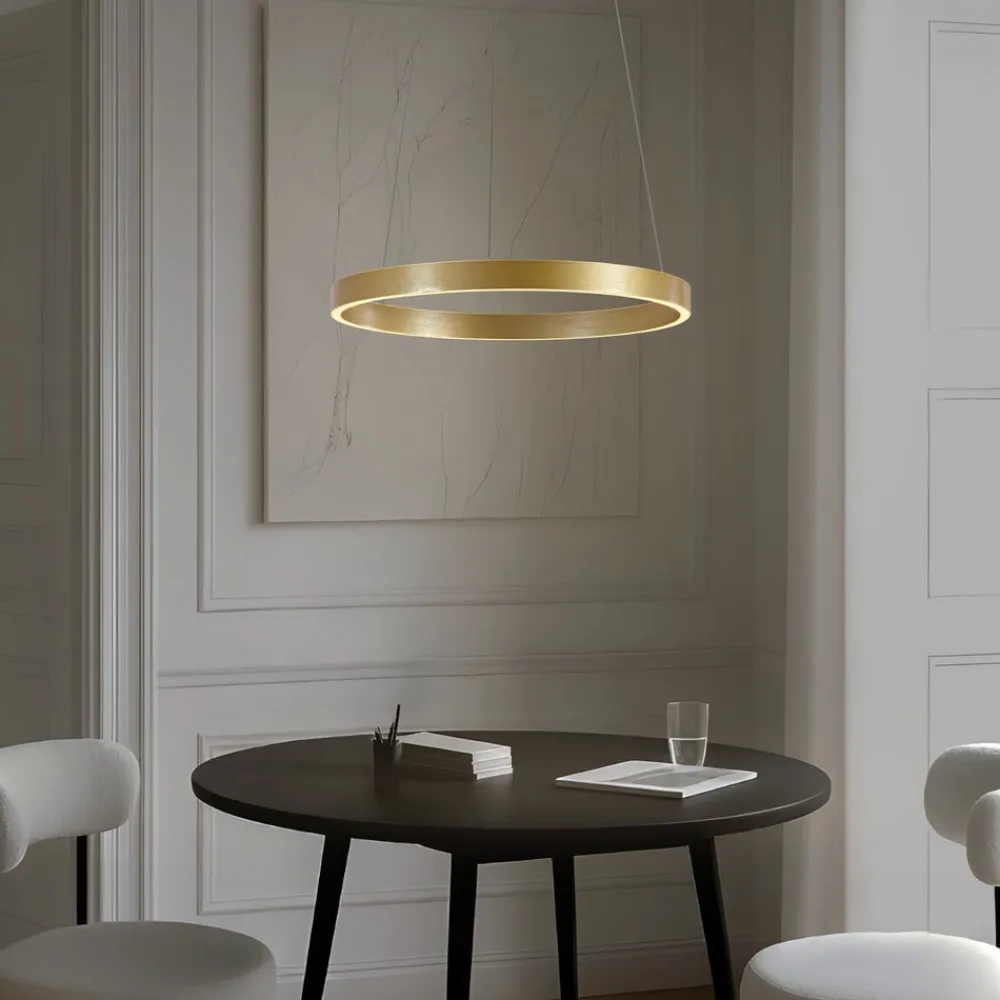 Lucande LED-hængelampe Yonam, Ø 60 cm, 1 lyskilde, guld, CCT