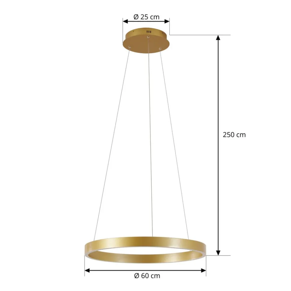 Lucande LED-hængelampe Yonam, Ø 60 cm, 1 lyskilde, guld, CCT