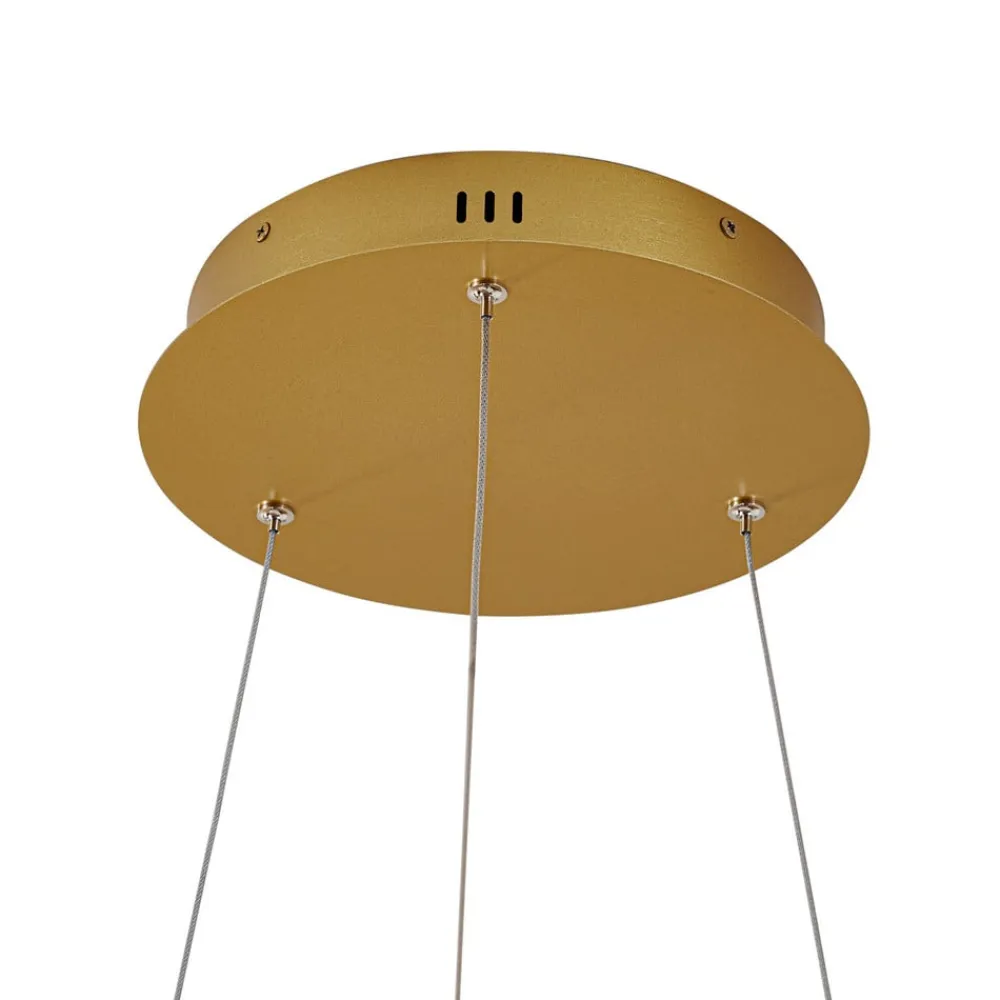 Lucande LED-hængelampe Yonam, Ø 60 cm, 1 lyskilde, guld, CCT