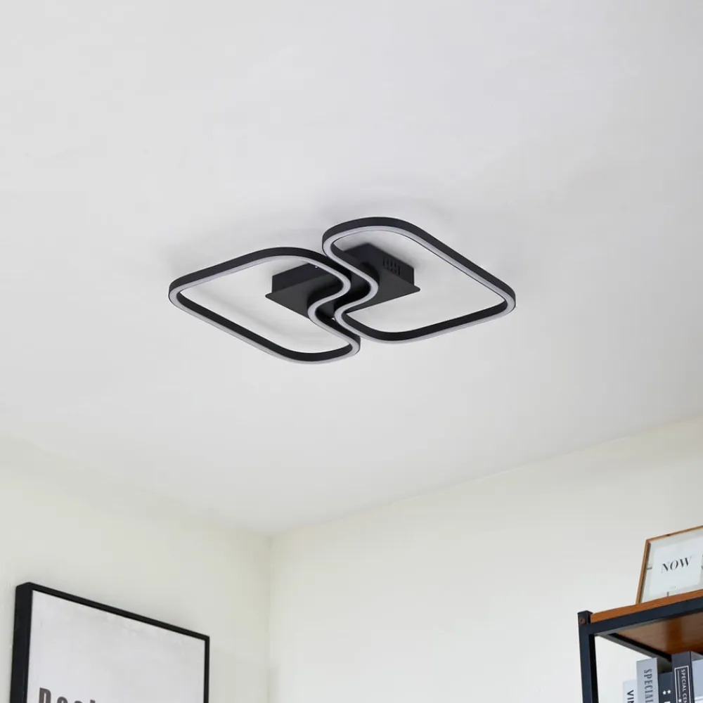 Lucande LED-loftlampe Amiya, 47,6 cm, sort, aluminium