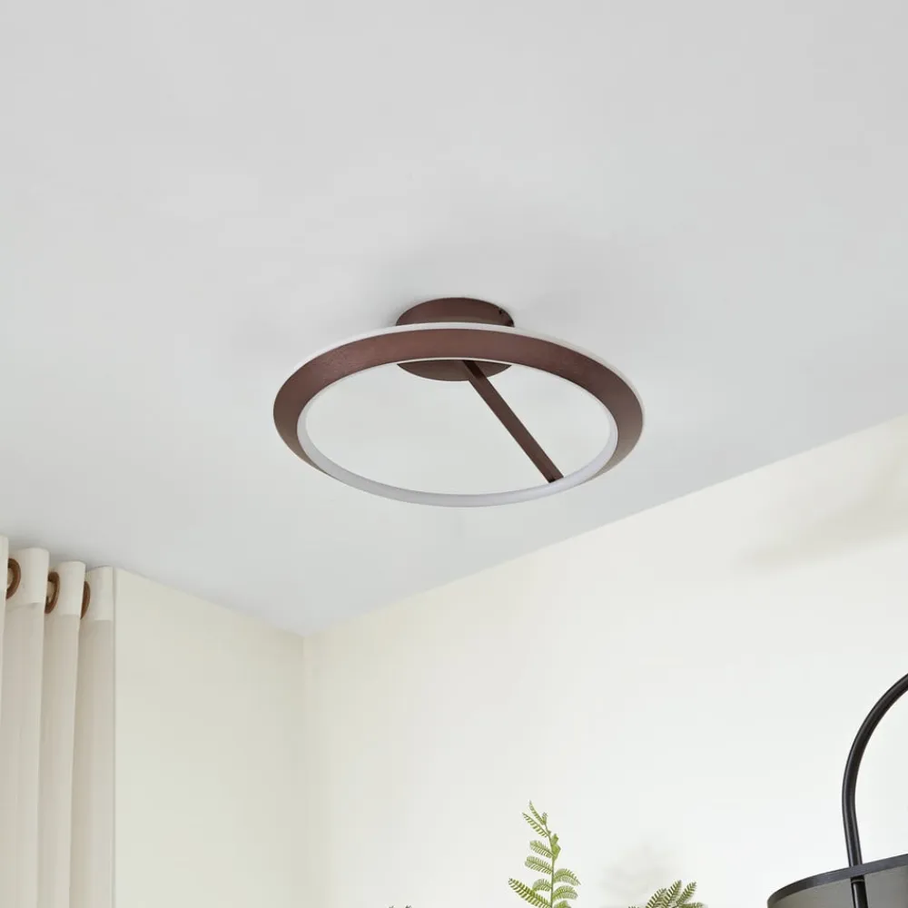 LED-loftlampe Eldra, kaffebrun, Ø 55 cm, CCT^Lucande Online