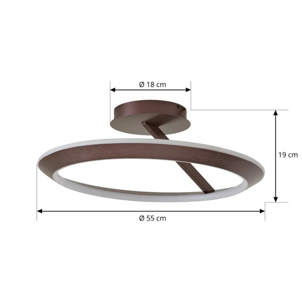 LED-loftlampe Eldra, kaffebrun, Ø 55 cm, CCT^Lucande Online