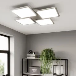 Lucande LED-loftlampe Ilira, 4 lyskilder, sølv, CCT, dæmpbar