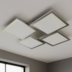 Lucande LED-loftlampe Ilira, 4 lyskilder, sølv, CCT, dæmpbar