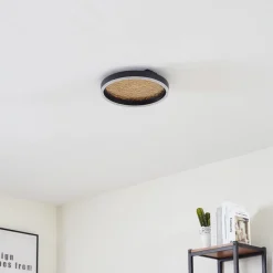 Lucande LED-loftlampe Menulis, sort/guld, PC, Ø 30 cm