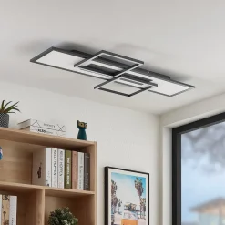 Lucande LED-loftlampe Narumi, CCT, 110 cm, sort, aluminium