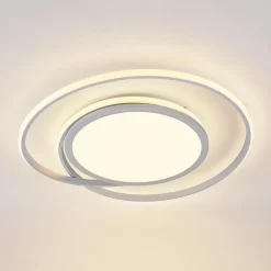 Lucande LED-loftlampe Noud, 65 cm, sølv, metal, CCT
