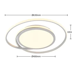 Lucande LED-loftlampe Noud, 65 cm, sølv, metal, CCT