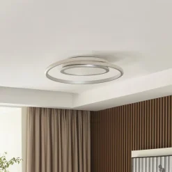 Lucande LED-loftlampe Noud, 49 cm, sølv, aluminium, dæmpbar