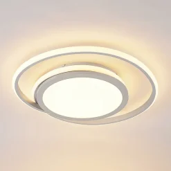Lucande LED-loftlampe Noud, 49 cm, sølv, aluminium, dæmpbar