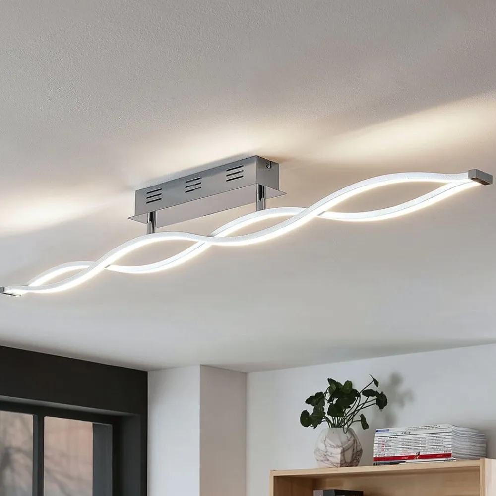 Lucande LED-loftlampe Roan, 115 cm, krom, stål