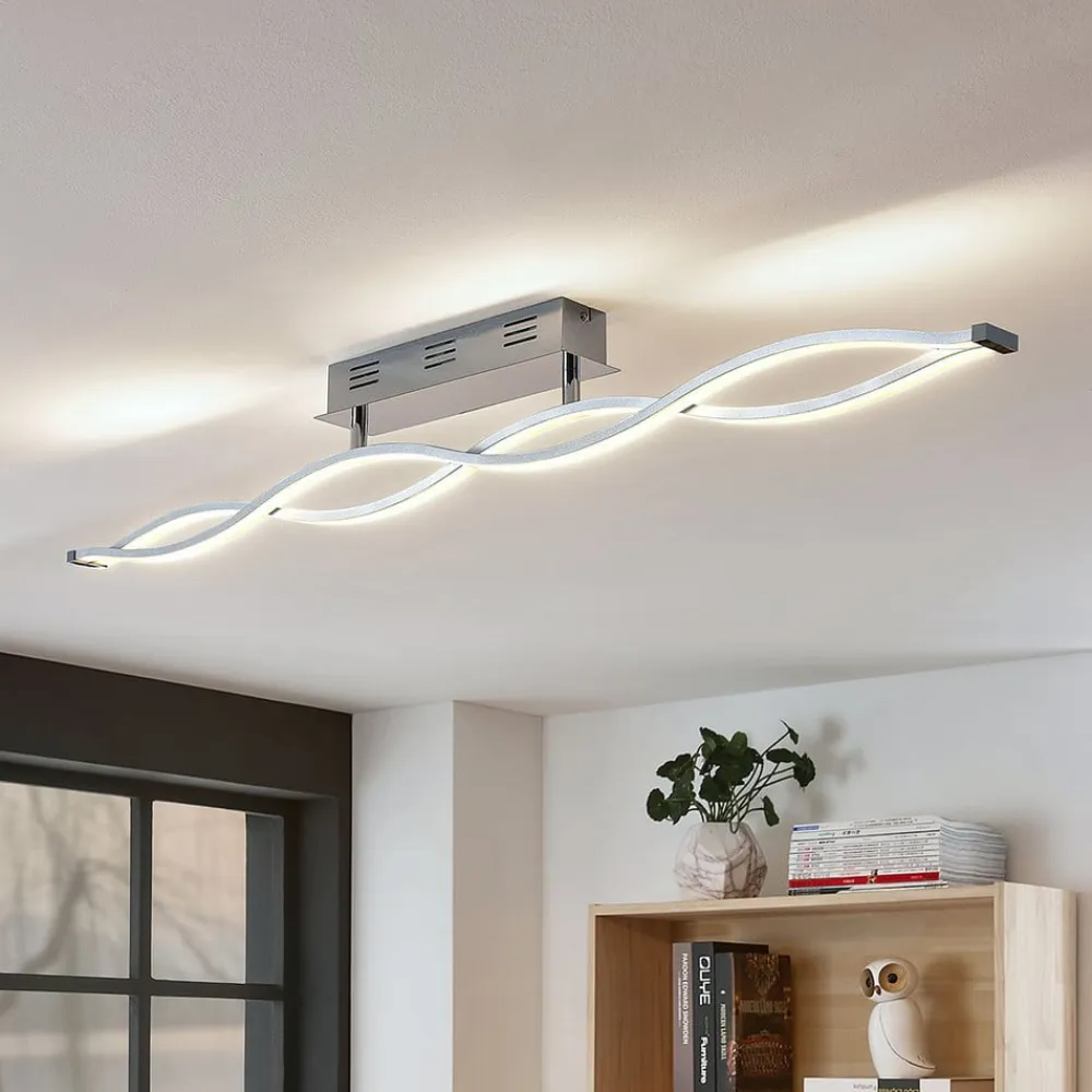 Lucande LED-loftlampe Roan, 115 cm, krom, stål