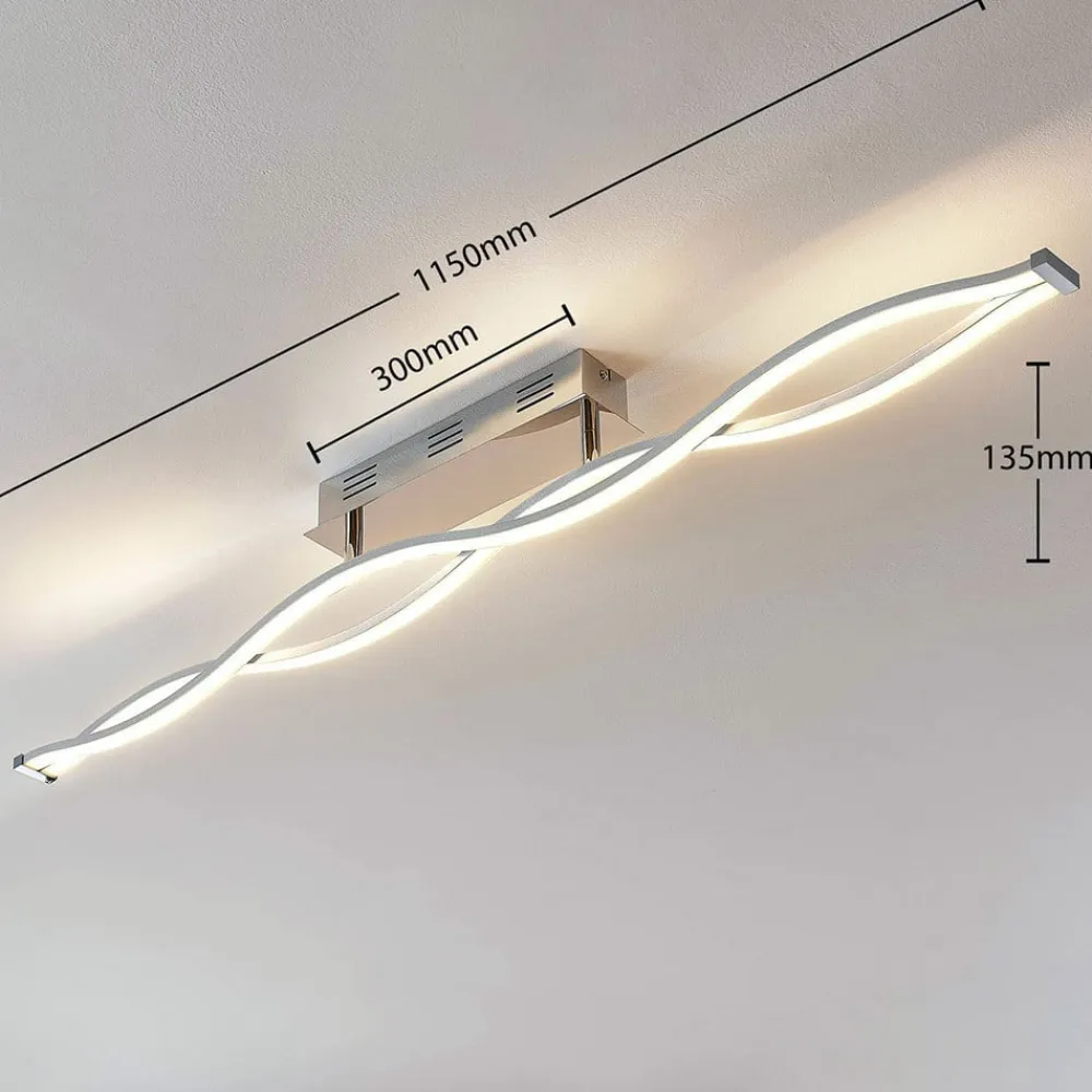 Lucande LED-loftlampe Roan, 115 cm, krom, stål