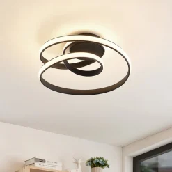 Lucande Loftlamper|Pendellamper>LED-loftlampe Sakina, sort, metal, Ø 48 cm