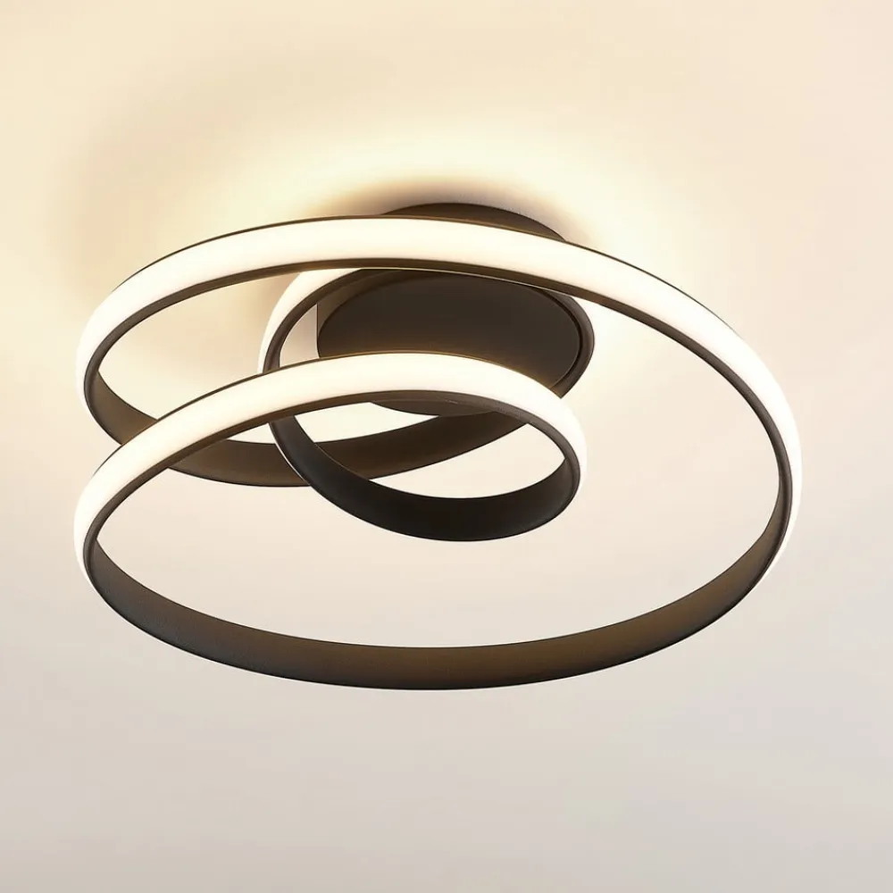 Lucande Loftlamper|Pendellamper>LED-loftlampe Sakina, sort, metal, Ø 48 cm