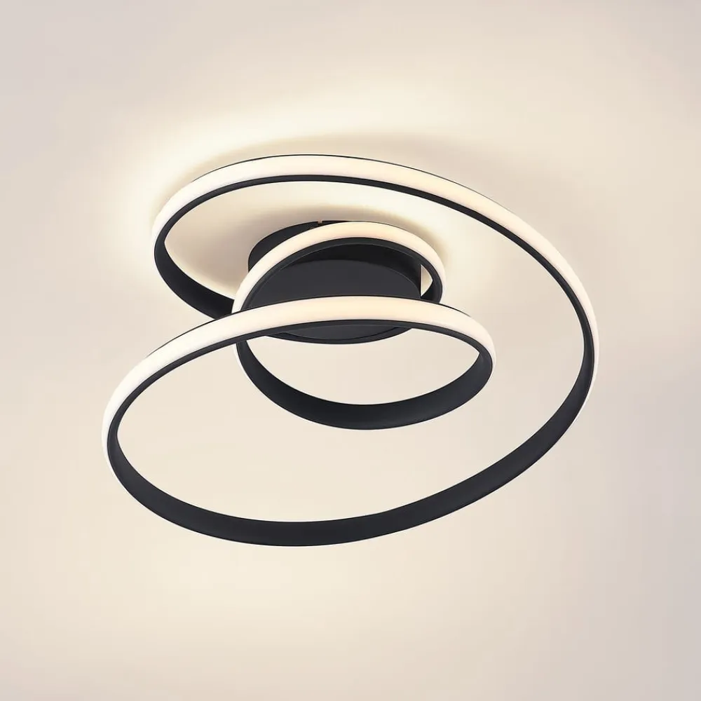 Lucande Loftlamper|Pendellamper>LED-loftlampe Sakina, sort, metal, Ø 48 cm