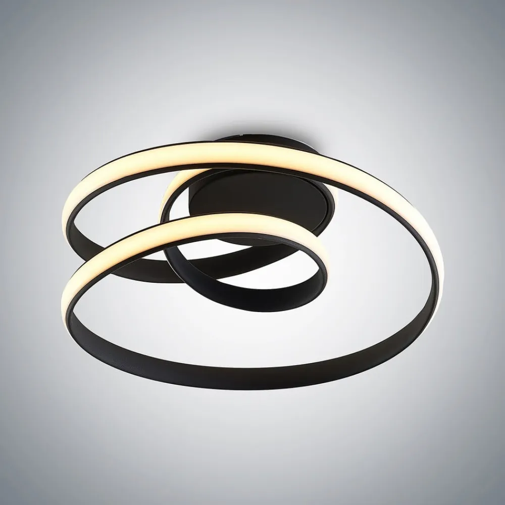 Lucande Loftlamper|Pendellamper>LED-loftlampe Sakina, sort, metal, Ø 48 cm