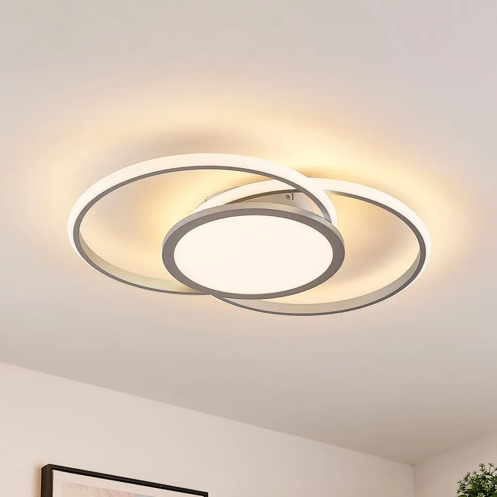 LED-loftlampe Senne, 63 cm, sølv, aluminium^Lucande Discount