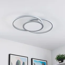 LED-loftlampe Senne, 63 cm, sølv, aluminium^Lucande Discount