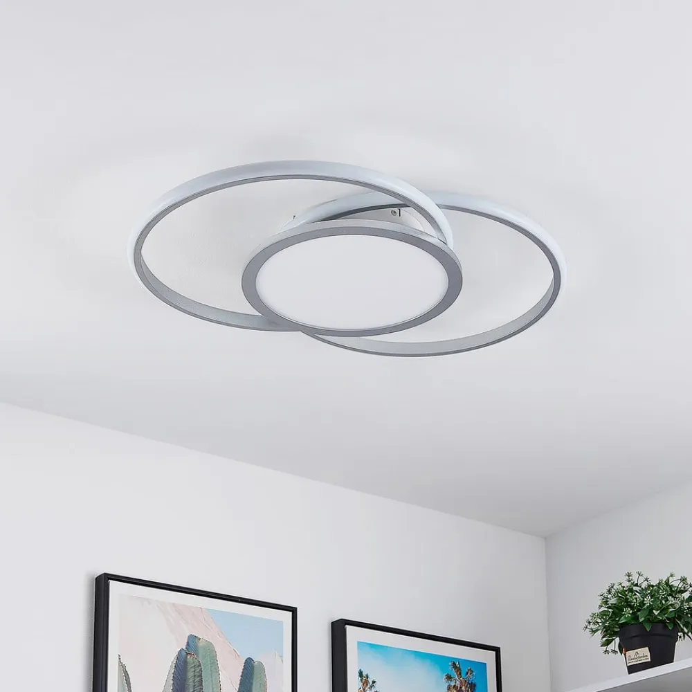 LED-loftlampe Senne, 63 cm, sølv, aluminium^Lucande Discount